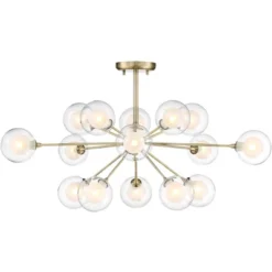Possini Euro Design Modern Ceiling Light Semi Flush Mount Fixture Sputnik Brass 30 1/2" Wide 15-Light Double Glass Ball Hallway -Home Improvement Store GUEST a5d5d52f e87f 49d6 be3a b66722eec602
