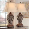 Barnes And Ivy Traditional Table Lamps 32.5" Tall Set Of 2 Bronze Curling Leaves Tan Rectangular Shade For Living Room Family Bedroom Bedside -Home Improvement Store GUEST ab29dd20 942e 4624 a255 1a0d94340dc3