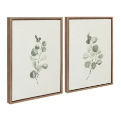 18" X 24" (Set Of 2) Sylvie Eucalyptus By Maja Mitrovic Of Makes My Day Happy Framed Wall Canvas Set Gold - Kate & Laurel All Things Decor