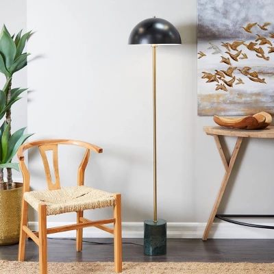 Metal Umbrella Style Floor Lamp With Marble Base Black (Includes LED Light Bulb) - Olivia & May 3 Metal Umbrella Style Floor Lamp With Marble Base Black (Includes LED Light Bulb) - Olivia & May