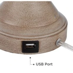 Regency Hill Avery Traditional Table Lamps 25" High Set Of 2 Faux Wood With USB Charging Port LED Touch On Off Beige Shades For Living Room Home Desk -Home Improvement Store GUEST ac34baf8 2694 46ff a560 71d1c118b2d8