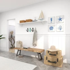 Set Of 4 Metal Sea Horse Speckled Wall Decors With Starfish Shell And Coral Designs Cream - Olivia & May -Home Improvement Store GUEST ad1a8a86 722b 4ab4 85ab f4645732101f