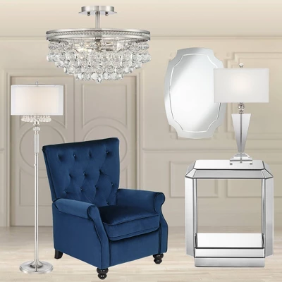 Vienna Full Spectrum Wohlfurst Modern Ceiling Light Semi Flush Mount Fixture 16" Wide Brushed Nickel 3-Light Clear Crystal For Bedroom Living Room 8 Vienna Full Spectrum Wohlfurst Modern Ceiling Light Semi Flush Mount Fixture 16" Wide Brushed Nickel 3-Light Clear Crystal For Bedroom Living Room - Image 6