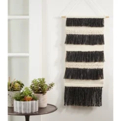 Saro Lifestyle Textured Woven Wall Hanging, 14"x34" Oblong, Black 7 Saro Lifestyle Textured Woven Wall Hanging, 14"x34" Oblong, Black -Home Improvement Store GUEST aee0b9d1 7a9c 42f5 8be8 b935555acb8b
