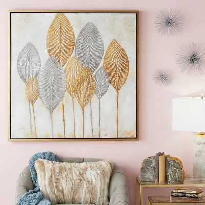 Canvas Leaf Framed Wall Art With Gold Frame Brown - CosmoLiving By Cosmopolitan 3 Canvas Leaf Framed Wall Art With Gold Frame Brown - CosmoLiving By Cosmopolitan
