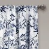 2pk 52"x63" Light Filtering Botanical Garden Curtain Panels Navy Blue - Lush Décor