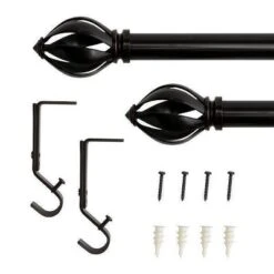 Decorative Drapery Single Rod Set With Acron Cage Finials Oil Rubbed Bronze - Lumi Home Furnishings -Home Improvement Store GUEST b2c80ef7 24c0 4143 b984 3ceca9f1d229