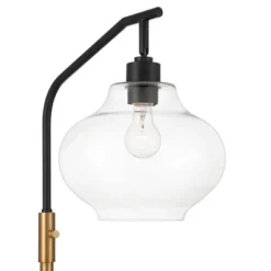 Possini Euro Design Tarrah Mid Century Modern 63" Tall Chairside Arc Floor Lamp Gold Black Metal Clear Glass Shade For Living Room House -Home Improvement Store GUEST b4b74d62 fa11 4b03 8144 88bd191a75e2