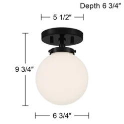 Possini Euro Design Jilly Modern Ceiling Light Semi Flush Mount Fixture 6 3/4" Wide Black White Glass Globe Shade For Bedroom Kitchen Living Room Home -Home Improvement Store GUEST b515e171 04e7 471f 9c15 8a07c3f16d72