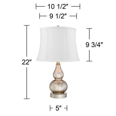 360 Lighting Castine Modern Accent Table Lamps 22" High Set Of 2 Mercury Glass With USB Charging Port White Softback Shade For Living Room House Desk 7 360 Lighting Castine Modern Accent Table Lamps 22" High Set Of 2 Mercury Glass With USB Charging Port White Softback Shade For Living Room House Desk - Image 5