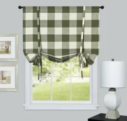 Kate Aurora Country Farmhouse Buffalo Plaid Gingham Single Tie Up Window Curtain Shades -Home Improvement Store GUEST b6e60a26 b836 4927 b8b9 81bcabd99ae3