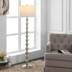 Cace Floor Lamp - Nickel/Ivory - Safavieh -Home Improvement Store GUEST b6f9f265 aa39 49c2 9b50 3ab4d656fa9b