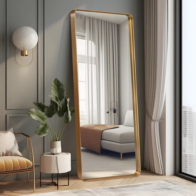Aalysia 71" X 28" Full Length Mirror, Aluminum Alloy Frame Mirror Full Length For Leaning & Wall Mounted, Round Corners, No Stand - The Pop Home 4 Aalysia 71" X 28" Full Length Mirror, Aluminum Alloy Frame Mirror Full Length For Leaning & Wall Mounted, Round Corners, No Stand - The Pop Home - Image 2