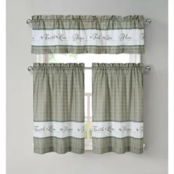 Kate Aurora Country Living Gingham Check Hope Faith Love 3 Pc Cafe Kitchen Curtain Set -Home Improvement Store GUEST b760f49c c752 47be 9605 83e20b9d6fb7