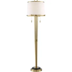 Possini Euro Design Palisade Modern Floor Lamp 64" Tall Satin Brass Metal Trimmed Fabric Tapered Drum Shade For Living Room Bedroom Office House Home -Home Improvement Store GUEST b7875c97 4595 491e 8777 09fa9f6866b1