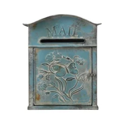 Embossed Tin Mail Box Blue - 3R Studios