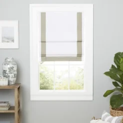 Exclusive Home Frontera 100% Blackout Roman Shade, 23"x64", Natural/Taupe -Home Improvement Store GUEST ba408bbf 6766 43f9 ab6a aa21ac44f7ca