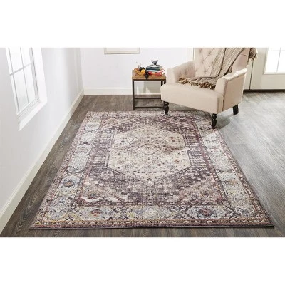 Armant Traditional Medallion, Purple/Gray/Ivory, 2' X 3' Accent Rug 4 Armant Traditional Medallion, Purple/Gray/Ivory, 2' X 3' Accent Rug - Image 2