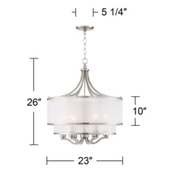 Possini Euro Design Nor Brushed Nickel Pendant Chandelier 23" Wide Modern Double White Organza Shade 6-Light Fixture For Dining Room Kitchen Island -Home Improvement Store GUEST bb16169e e8ac 40d5 a519 799cfcb81c1e