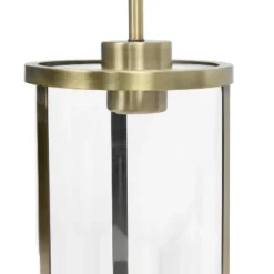 1-Light 9.25" Modern Farmhouse Adjustable Hanging Cylindrical Clear Glass Pendant Fixture With Metal Accent - Lalia Home -Home Improvement Store GUEST bbc8c717 682a 4752 9037 173428c42892