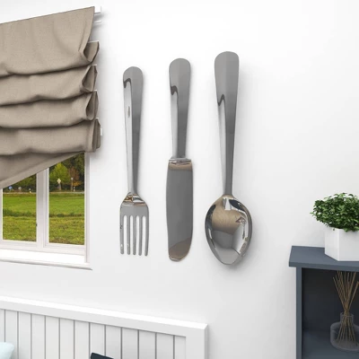 36" Aluminum Utensils Knife, Spoon And Fork Wall Decor Set Of 3 Silver - Olivia & May 7 36" Aluminum Utensils Knife, Spoon And Fork Wall Decor Set Of 3 Silver - Olivia & May - Image 5
