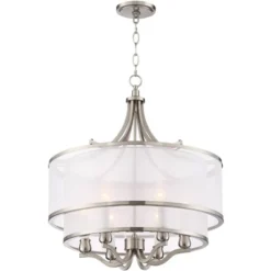 Possini Euro Design Nor Brushed Nickel Pendant Chandelier 23" Wide Modern Double White Organza Shade 6-Light Fixture For Dining Room Kitchen Island -Home Improvement Store GUEST c19ac5bd 5808 482d 9cfb 07d1572fc05b