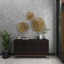 Metal Floral Wall Decor Set Of 3 Gold - Olivia & May -Home Improvement Store GUEST c19b41ec b469 48f5 adff 51d6a59f1992