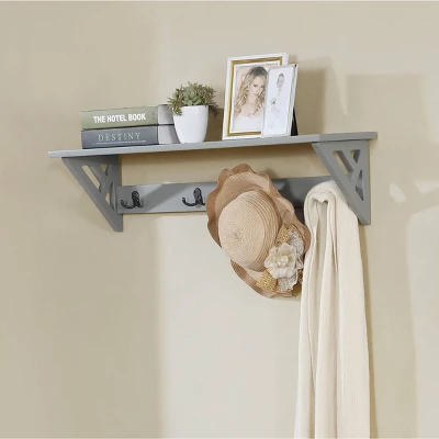 36" Middlebury Coat Hook With Shelf Gray - Alaterre Furniture 3 36" Middlebury Coat Hook With Shelf Gray - Alaterre Furniture
