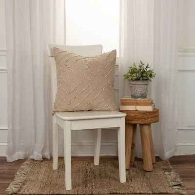 20"x20" Oversize Modern Industrial Square Throw Pillow Cover Beige - Rizzy Home 6 20"x20" Oversize Modern Industrial Square Throw Pillow Cover Beige - Rizzy Home - Image 4