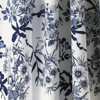 2pk 52"x63" Light Filtering Botanical Garden Curtain Panels Navy Blue - Lush Décor 4 2pk 52"x63" Light Filtering Botanical Garden Curtain Panels Navy Blue - Lush Décor - Image 2