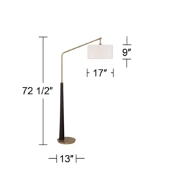 Possini Euro Design Mid Century Modern Arc Floor Lamp 72 1/2" Tall Espresso Warm Gold Metal White Linen Drum Shade For Living Room -Home Improvement Store GUEST c6d61084 35a5 4e1f b7a8 09223e3614c8