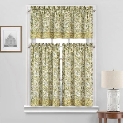 2pk 52"x36" Paisley Verveine Window Tiers Green - Waverly 3 2pk 52"x36" Paisley Verveine Window Tiers Green - Waverly