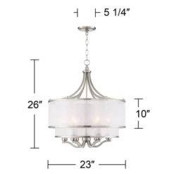 Possini Euro Design Nor Brushed Nickel Pendant Chandelier 23" Wide Modern Double White Organza Shade 6-Light Fixture For Dining Room Kitchen Island -Home Improvement Store GUEST c8291423 786b 40bf 928d 6d118cca3b09