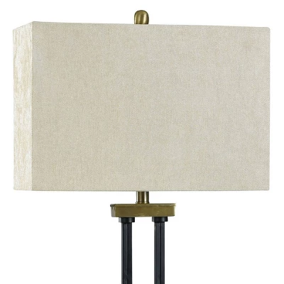 Mid-Century Modern Metal Desk Lamp With Linen Hardback Shade - StyleCraft 3 Mid-Century Modern Metal Desk Lamp With Linen Hardback Shade - StyleCraft