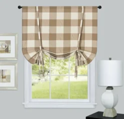 Kate Aurora Country Farmhouse Buffalo Plaid Gingham Single Tie Up Window Curtain Shades -Home Improvement Store GUEST c961424b 0f04 410d 96c7 5630aaf6aea0
