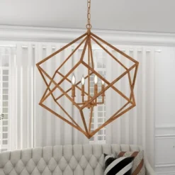 Modern Metal Chandelier With Link Style Chain Gold - Olivia & May -Home Improvement Store GUEST ca9967c4 54ca 4b20 98c8 cc6d492c85d5