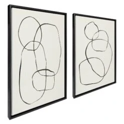 (Set Of 2) 23" X 33" Sylvie Going In Circles By Teju Reval Framed Textured Canvas Set Black - Kate & Laurel All Things Decor
