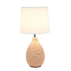 14.17" Traditional Ceramic Texture Thumbprint Tear Drop Table Desk Lamp With Tapered White Shade Pink - Creekwood Home -Home Improvement Store GUEST caecaef5 d809 42b5 ab8a d3401c0d33ae