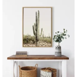 23" X 33" Sylvie Sunrise Cactus Framed Canvas By Amy Peterson Natural - Kate & Laurel All Things Decor -Home Improvement Store GUEST cbcc83a6 3485 4008 9153 c0c487d4e01c
