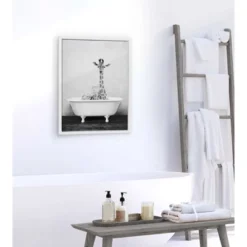 18" X 24" Sylvie Giraffe 2 In The Tub Framed Canvas Wall Art By Amy Peterson White - Kate And Laurel -Home Improvement Store GUEST cc46f8bf 1f15 4b1b b3c2 adda07b09690