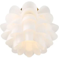 Possini Euro Design Modern Ceiling Light Semi Flush Mount Fixture White Flower Gold Metal 15 3/4" Wide Living Room Bedroom Kitchen -Home Improvement Store GUEST ce930fb8 a960 4b90 bf0d 81613c5bebb7