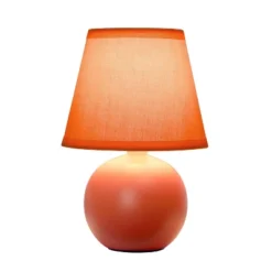 8.66" Petite Ceramic Orb Base Bedside Table Desk Lamp With Matching Tapered Drum Fabric Shade Orange - Creekwood Home -Home Improvement Store GUEST cff403f4 ae3e 44d3 a4de d59df167cd9b