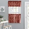 Ellis Curtain Lexington Leaf Pattern On Colored Ground Curtain Tiers Brick