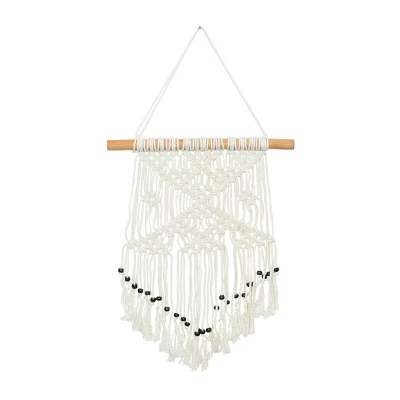 Set Of 3 Cotton Macrame Handmade Intricately Weaved Wall Decors With Beaded Fringe Tassels Cream - The Novogratz 8 Set Of 3 Cotton Macrame Handmade Intricately Weaved Wall Decors With Beaded Fringe Tassels Cream - The Novogratz - Image 6