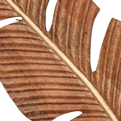 Set Of 3 Mango Wood Leaf Handmade Carved Wall Decors Brown - Olivia & May 7 Set Of 3 Mango Wood Leaf Handmade Carved Wall Decors Brown - Olivia & May - Image 5