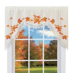 Collections Etc Embroidered Leaves Valance -Home Improvement Store GUEST d419ba69 714b 4f99 8926 4b8e0ba8c0cb