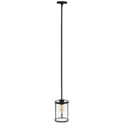 1-Light 9.25" Modern Farmhouse Adjustable Hanging Cylindrical Clear Glass Pendant Fixture With Metal Accent - Lalia Home -Home Improvement Store GUEST d4388142 daff 42cc 8918 53a1e0b7a1b0