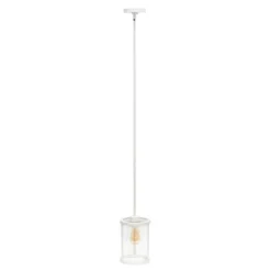 1-Light 9.25" Modern Farmhouse Adjustable Hanging Cylindrical Clear Glass Pendant Fixture With Metal Accent - Lalia Home -Home Improvement Store GUEST d45ec958 e981 4817 8626 a6d4a154275c