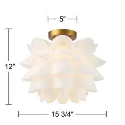 Possini Euro Design Modern Ceiling Light Semi Flush Mount Fixture White Flower Gold Metal 15 3/4" Wide Living Room Bedroom Kitchen -Home Improvement Store GUEST d4dfbf46 d749 4ed9 ad97 3bda7c01cd2a