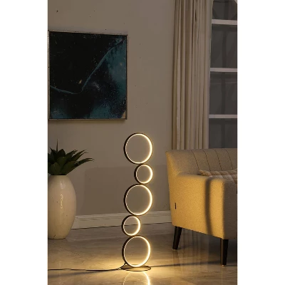 38.5" Else Nordic 5-Ring Shaped Metal Table Lamp (Includes LED Light Bulb) Black - Ore International 9 38.5" Else Nordic 5-Ring Shaped Metal Table Lamp (Includes LED Light Bulb) Black - Ore International - Image 7